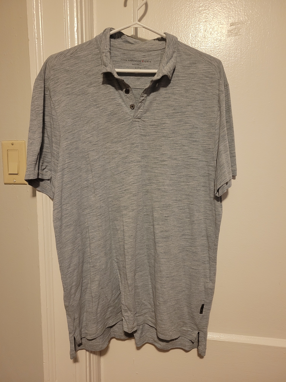 John Varvatos Light Heather Gray Short-Sleeve Polo